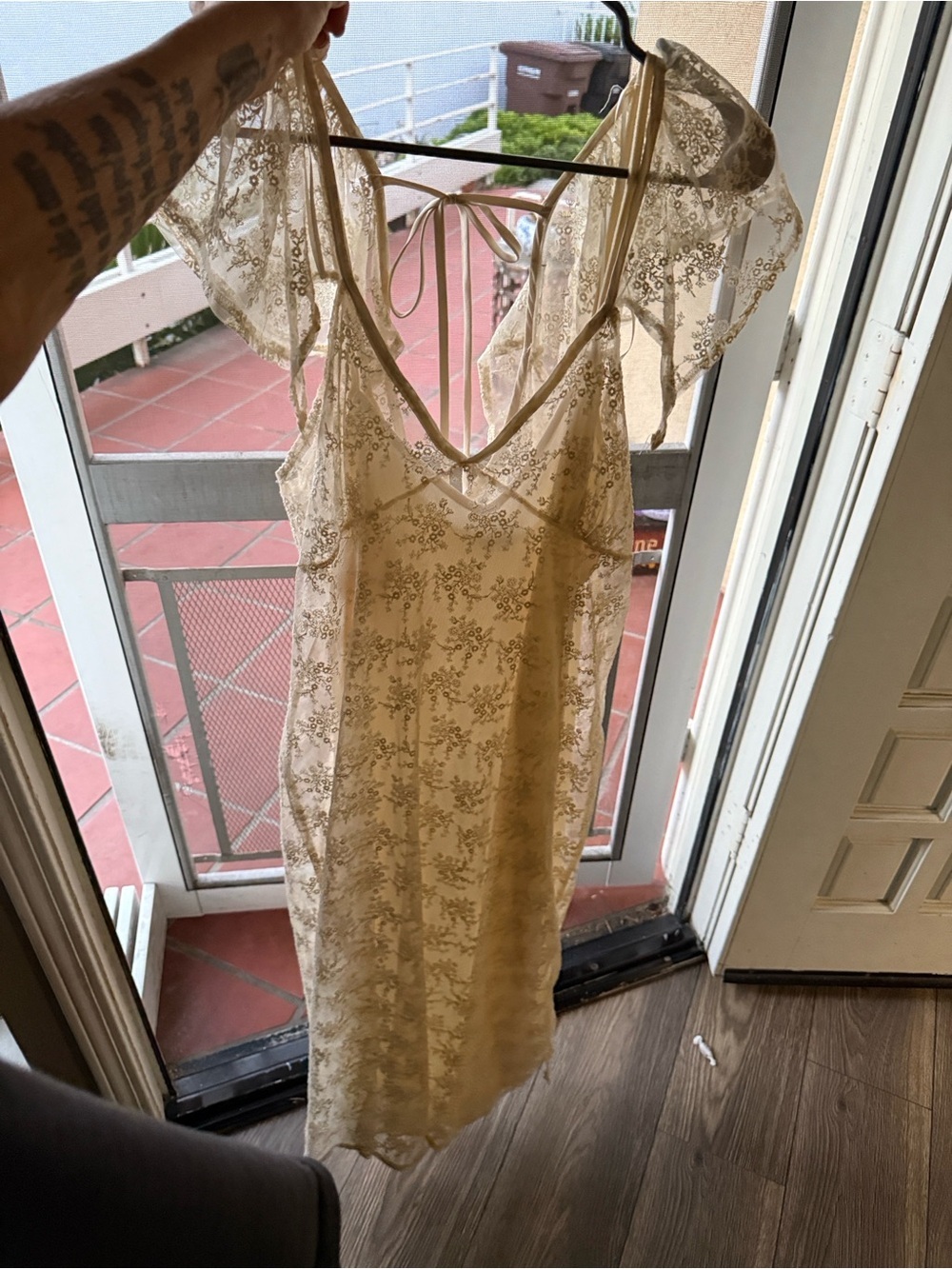 Primark (Rita Ora) Cream Lace-Trim Slip Dress size large